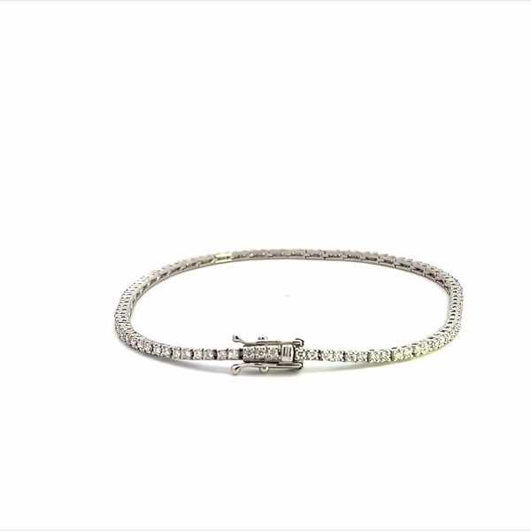TENNIS BRACELET 1.01CT 18CT WHITE GOLD CLAW SET BRILLIANT CUT DIAMONDS HAND CRAFTED