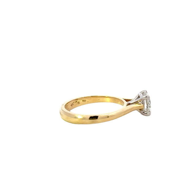 ENGAGEMENT 18CT YELLOW AND WHITE GOLD CLAW SET LAB GROWN BRILLIANT CUT DIAMOND 1.01CTVVS2F HAND CRAFTED BY CRICELLI