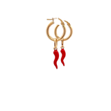 CHILLI 18CT YELLOW GOLD CHARM RED ENAMEL 21MM LONG ITALIAN MADE