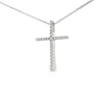 CROSS 18CT WHITE GOLD BRILLIANT CUT DIAMONDS CLAW SET HAND CRAFTED