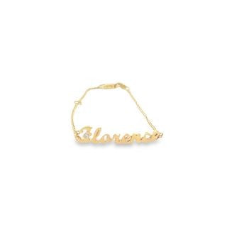 18CT BRACELET NAME FLORENCE YELLOW GOLD DIAMOND SET HAND CRAFTED