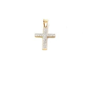 18CT CROSS YELLOW GOLD PAVE'SET BRILLIANT CUT DIAMONDS 0.44 VS F HAND CRAFTED