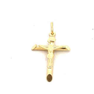 18CT YELLOW GOLD CROSS FULL FIGURE TUBE HOLLOW ITALIAN MADE 4