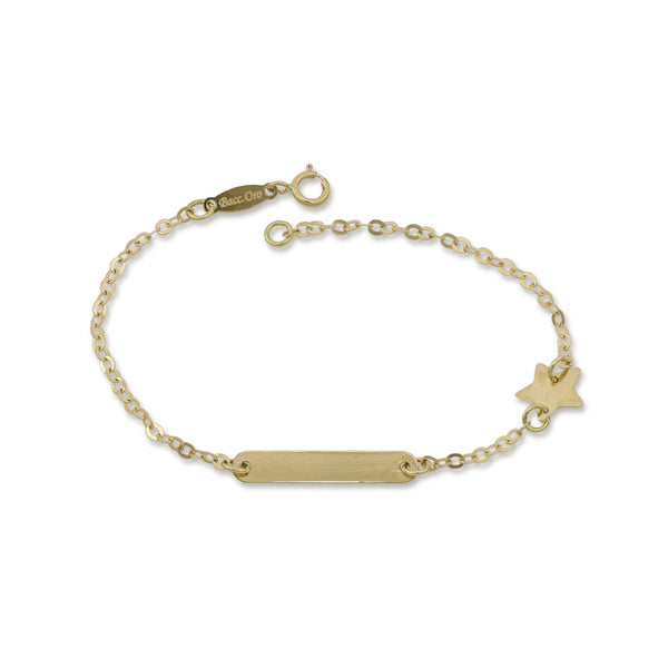 18CT BRACELET YELLOW GOLD BABY ID AND STAR MADE IN ITALY 