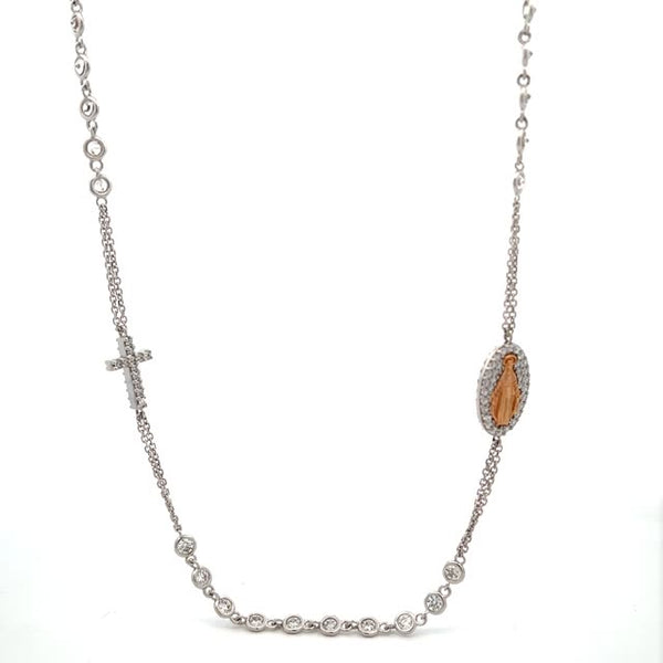 Rosary bead sales necklace white gold