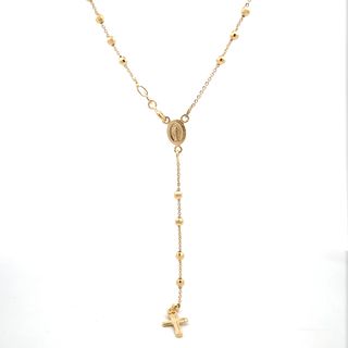 18CT ROSARY NECKLACE YELLOW GOLD MIRACULOUS MEDAL AND CROSS MADE IN ITALY