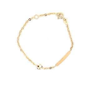 18CT BABY BRACELET YELLOW GOLD ID WITH SOCCER BALL BLACK AND WHITE MADE IN ITALY