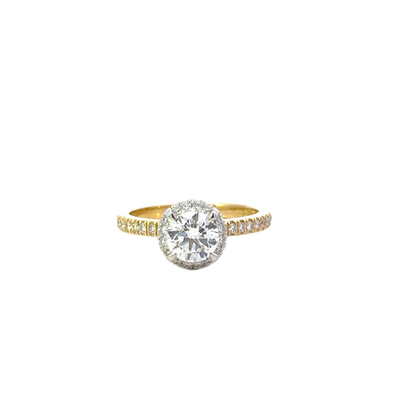 ENGAGEMENT18CT YELLOW AND WHITE GOLD LAB GROWN BRILLIANT CUT DIAMOND 1CTVS1E AND NATURAL BRILLIANT CUT DIAMONDS TOTAL 0.36CT HAND CRAFTED BY CRICELLI 