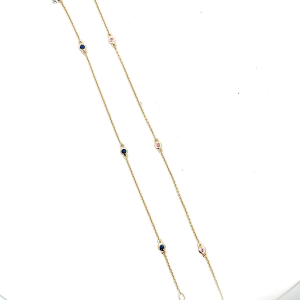 BRACELET 9CT YELLOW GOLD BEZEL SET FEATURING 3 NATURAL PINK SAPPHIRES HAND CRAFTED BY CRICELLI