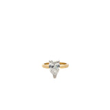 ENGAGEMENT 18CT YELLOW GOLD RING WHITE GOLD SETTING  PEAR SHAPE LAB GROWN DIAMOND  AND 15 NATURAL BRILLIANT CUT DIAMONDS FEATURING UNDER HALO 