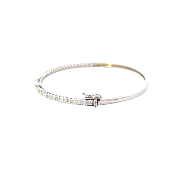 BANGLE 18CT WHITE GOLD LAB GROWN DIAMONDS CLAWS SET 1.21CT VS E/F 