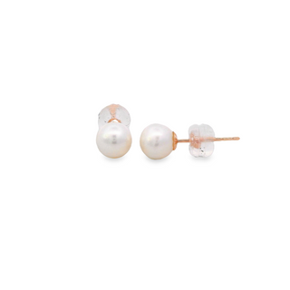 18CT PEARL YELLOW GOLD CULTURED WHITE STUD EARRINGS IMPORTED 7