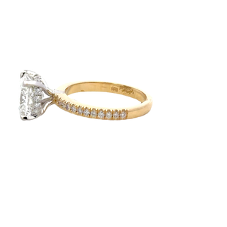 RING ENGAGEMENT 18CT GOLD LAB GROWN DIAMOND CUSHION CUT 3.02CT LG598346594 UNDER HALO AND SHOULDERS 40 NATURAL DIAMONDS HAND CRAFTED  