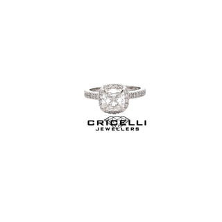 RING ENGAGEMENT 18CT WHITE GOLD  LAB GROWN 2.02CT LG586356690  AND 48 NATUTAL DIAMONDS  HAND CRAFTED 