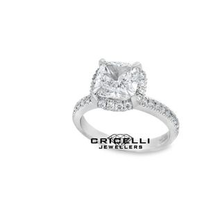 RING ENGAGEMENT 18CT WHITE GOLD  LAB GROWN 2.02CT LG586356690  AND 48 NATUTAL DIAMONDS  HAND CRAFTED 