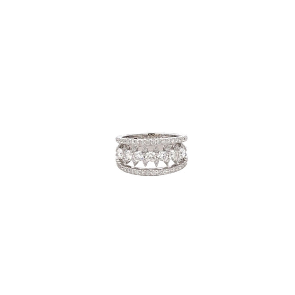 RING 18CT WHITE GOLD DRESS RING CLAW SET BRILLIANT CUT DIAMONDS IMPORTED