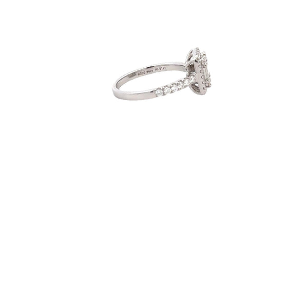 RING 18CT WHITE GOLD DRESS RING CLAW SET NATURAL BRILLIANT AND BAGUETTE CUT DIAMONDS IMPORTED