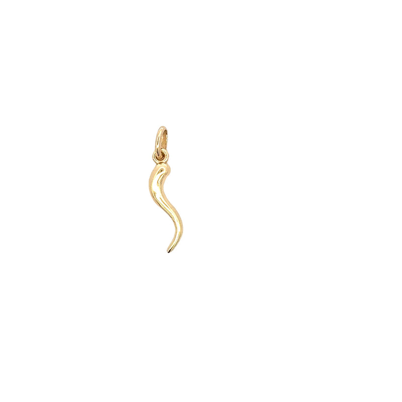 HORN PENDENT 18CT YELLOW GOLD SOLID 22MM WITHOUT BAIL HAND CRAFTED BY CRICELLI