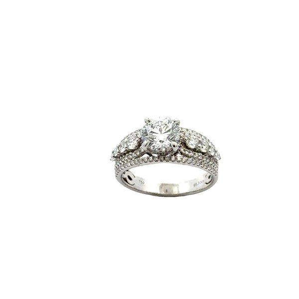 RING 18CT WHITE GOLD ENGAGEMENT / DRESS RING  LAB GROWN DIAMOND  AND NATURAL CLAW SET 