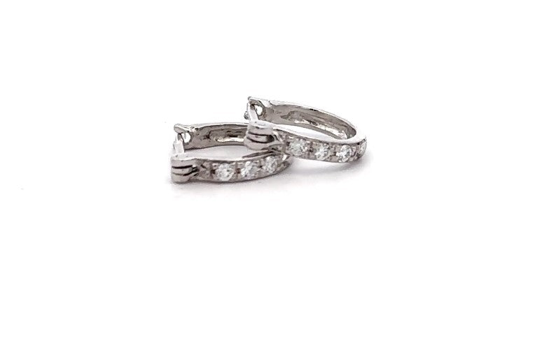EARRINGS 18CT WHITE GOLD HOOP EARRINGS PAVE SET NATURAL BRILLIANT CUT DIAMONDS