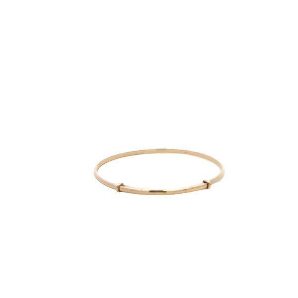 BANGLE 9CT YELLOW GOLD ADULT / CHILDS ADJUSTABLE 2MM HALF ROUND SIZE 15 HAND CRAFTED BY CRICELLI