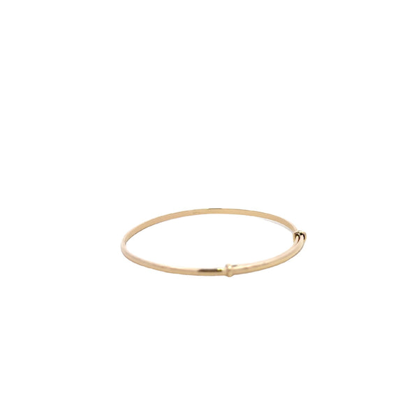 BANGLE 9CT YELLOW GOLD ADULT / CHILDS ADJUSTABLE 2MM HALF ROUND SIZE 15 HAND CRAFTED BY CRICELLI