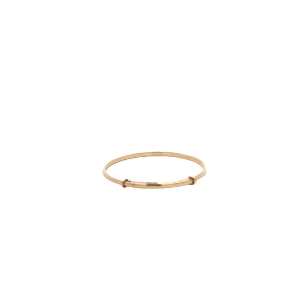 BANGLE 9CT YELLOW GOLD ADJUSTABLE CHILDS SIZE 2MM HALF ROUND SIZE 6 HAND CRAFTED BY CRICELLI