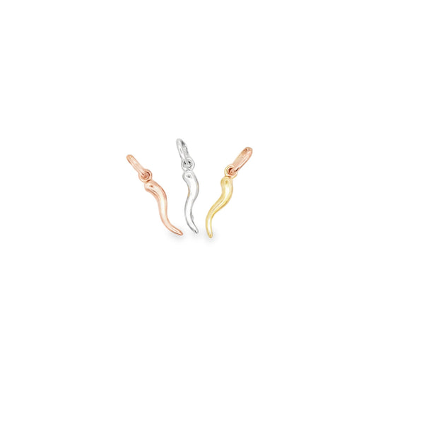 PENDENT 9CT ROSE GOLD CORNICELLO/ CHILL15MM PLUS BAIL
