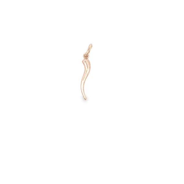CHARM 9CT ROSE GOLD CORNICELLO / HORN/ CHILLI SOLID  21MM PLUS BAIL HAND CRAFTED BY CRICELLI