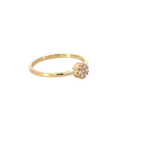 RING L/G 18CT YELLOW GOLD ROUND BAND FEATURING CIRCLE TOP BRIILLIANT CUT LAB GROWN DIAMONDS CLAW SET 0.07CTVSF