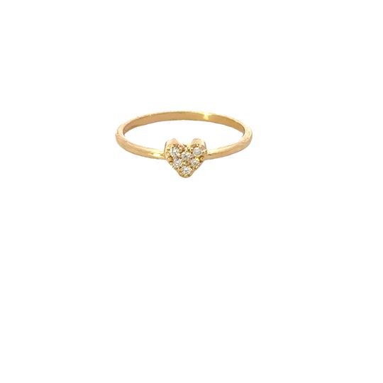RING L/G 18CT YELLOW GOLD ROUND BAND HEART SHAPE IN CENTRE CLAW SET LAB GROWN DIAMONDS 6X 0.01 VSF 