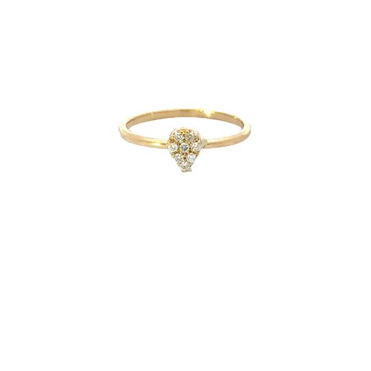 RING L/G 18CT YELLOW GOLD ROUND BAND PEAR SHAPE CENTRE CLAW SET FEATURING  LAB GROWN DIAMONDS 8X 0.01 VS F 
