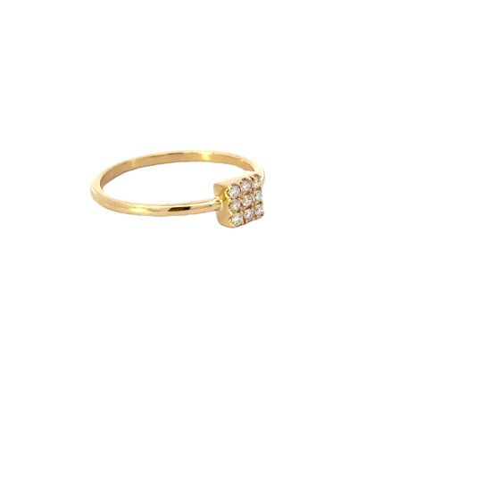 RING L/G 18CT YELLOW GOLD ROUND BAND SQUARE SHAPE IN CENTRE CLAW SET LAB GROWN DIAMONDS 9 X 0.01CTVSF 