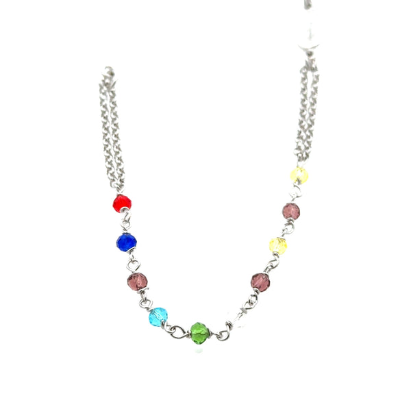 ROSARY S/SILVER 925 DG STYLE MULTICOLOURED STONES MIRACULOUS AND CROSS ITALIAN MADE