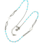 ROSARY S/SILVER 925 NECKLACE DG STYLE LIGHT BLUE FACETED STONES MIRACULOUS AND CROSS ITALIAN MADE