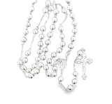ROSARY S/SILVER PLAIN ROUNG BALLS MIRACULOUS MEDAL AND CROSS ITALIAN MADE
