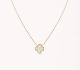 NECKLACE S/SILVER 925 GOLD PLATED CLOVER  BLACK 12MM PENDANT ITALIAN MADE 