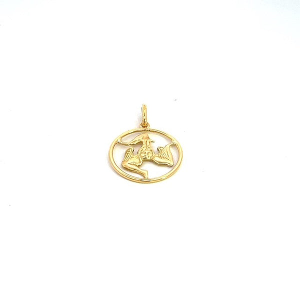 PENDANT 9CT YELLOW GOLD TRINACRIA SICILY WITH FRAME HAND CRAFTED BY CRICELLI