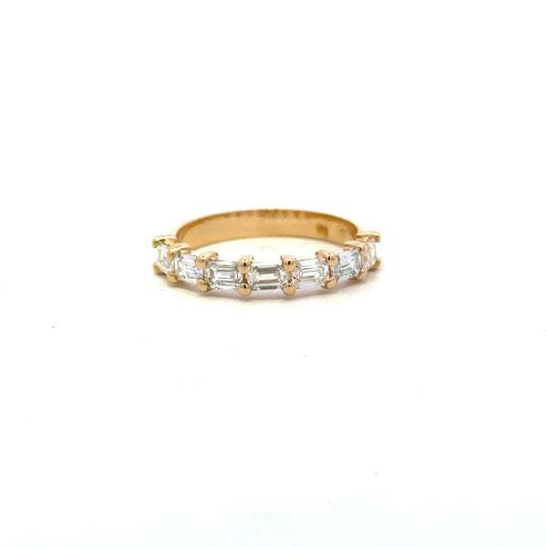 WEDDING RING /DRESS RING 18CT YELLOW GOLD  EMERALD CUT LAB GROWN DIAMONDS 0.97 VSE HAND CRAFTED BY CRICELLI 