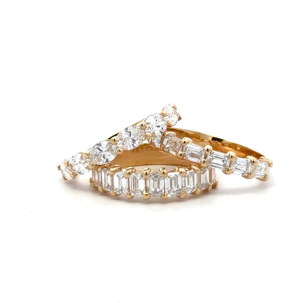 WEDDING RING /DRESS RING 18CT YELLOW GOLD  EMERALD CUT LAB GROWN DIAMONDS 0.97 VSE HAND CRAFTED BY CRICELLI 