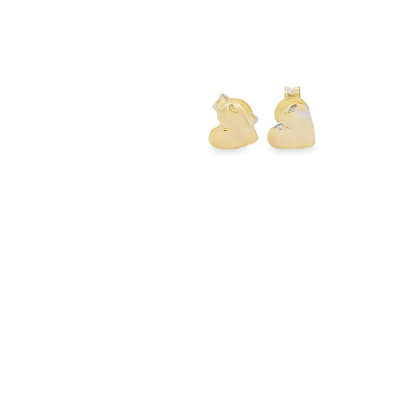 EARRING 9CT YELLOW GOLD STUDS HEART SHAPE 6.5MM SOLID HAND CRAFTED BY CRICELLI