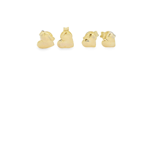 EARRING 9CT YELLOW GOLD STUDS HEART SHAPE 6.5MM SOLID HAND CRAFTED BY CRICELLI