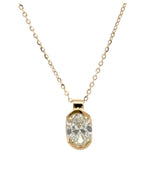 NECKLACE 18CT YELLOW GOLD LAB GROWN DIAMOND 1CT OVAL EVS1 IGI CERT 45CM LONG