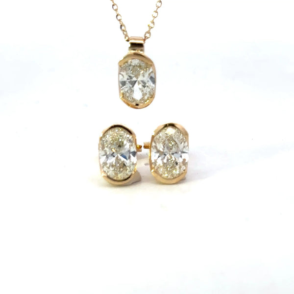 NECKLACE 18CT YELLOW GOLD LAB GROWN DIAMOND 1CT OVAL EVS1 IGI CERT 45CM LONG