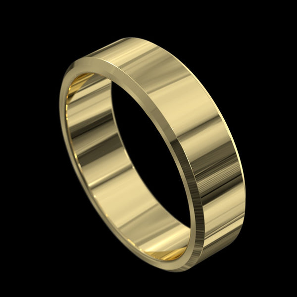 18ct Yellow Gold Flat with Bevelled Edge Wedding Ring