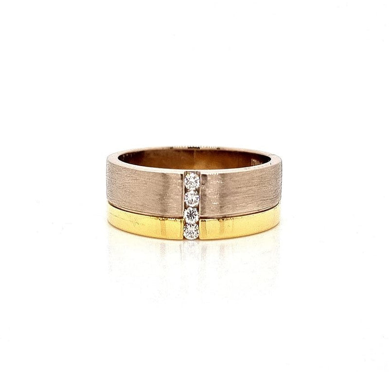 18CT TWO TONE WEDDING BAND WITH DIAMONDS HAND CRAFTED
