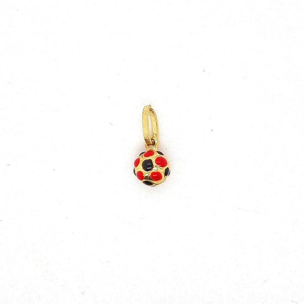 18CT SOCCER BALL PENDANT RED AND BLACK ENAMEL MADE IN ITALY
