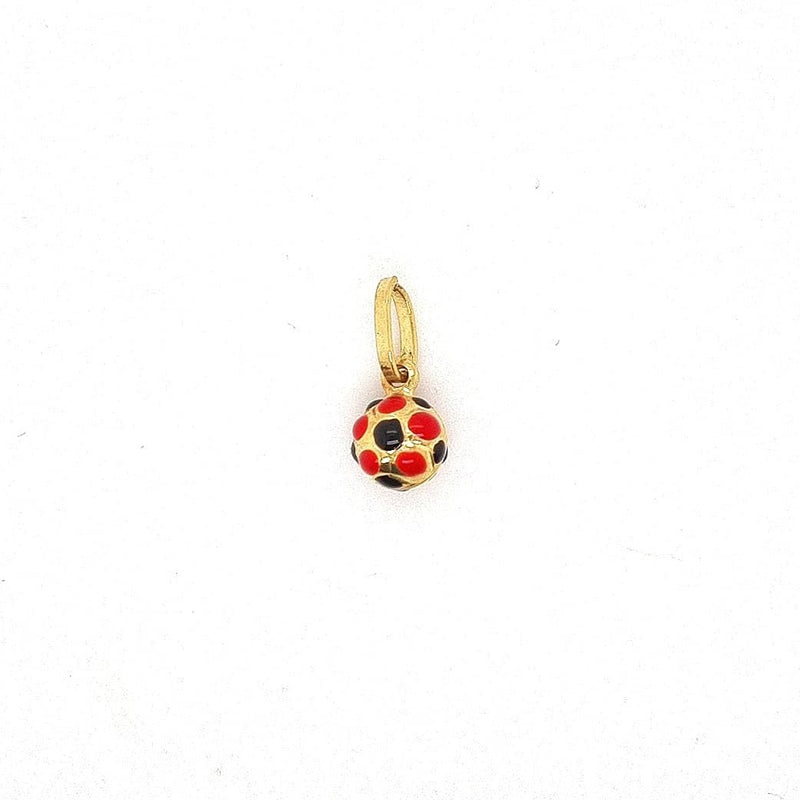 18CT SOCCER BALL PENDANT RED AND BLACK ENAMEL MADE IN ITALY