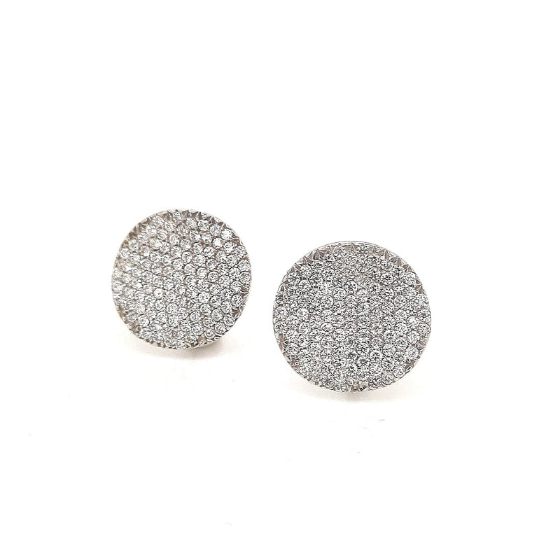18ct White Gold Swarovski set Round with Wave Earrings