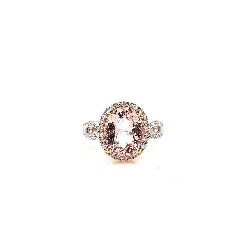 18ct two tone, white and rose gold Morganite and diamond ring